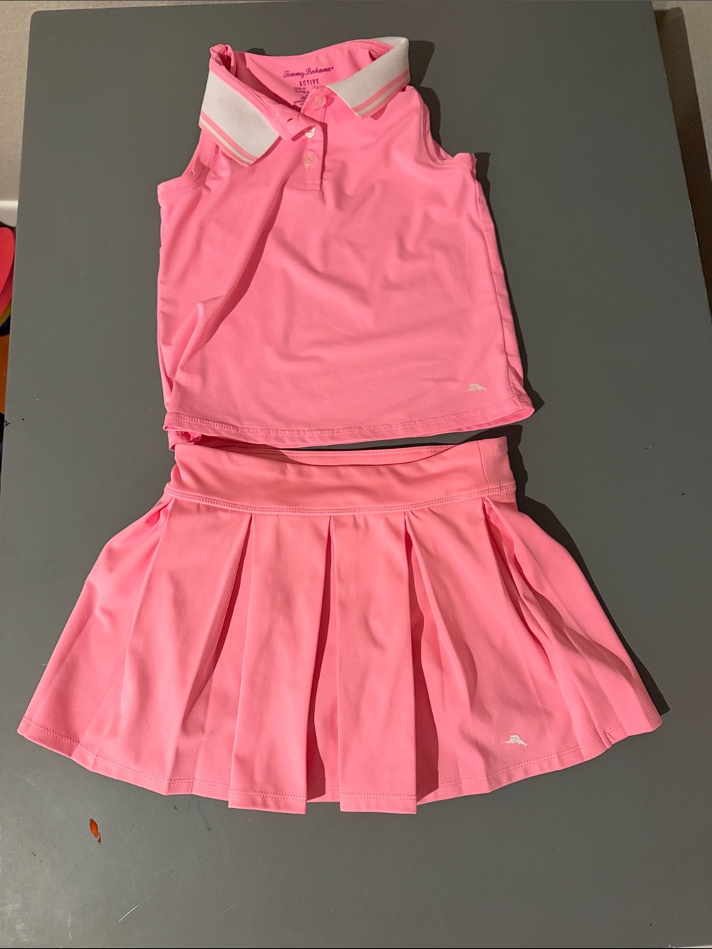 Tommy Bahama Girls Pink Polo Tank and Pleated Skort Set